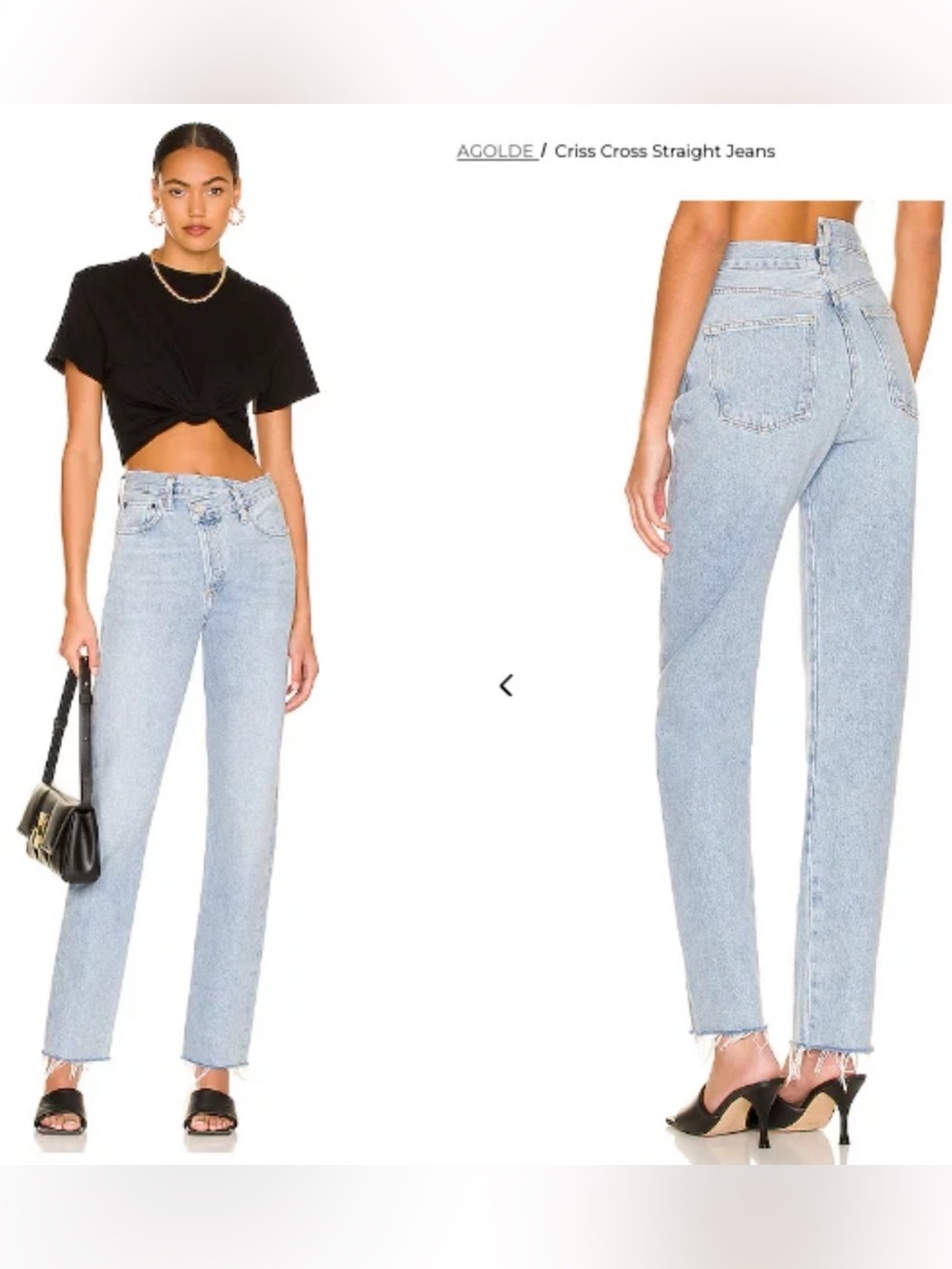 AGOLDE Criss Cross Jeans Light Wash Raw Hem 100% Organic Cotton Straigt